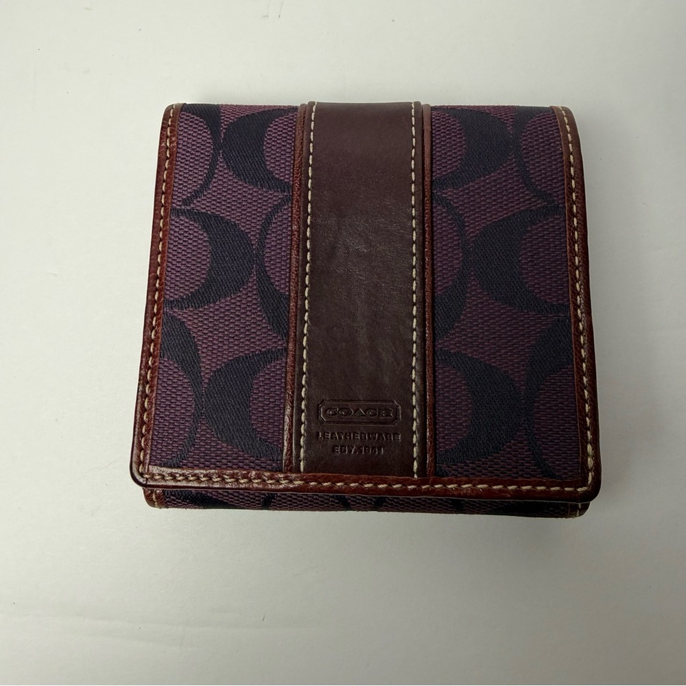 Coach Burgundy and Brown Men's Wallet